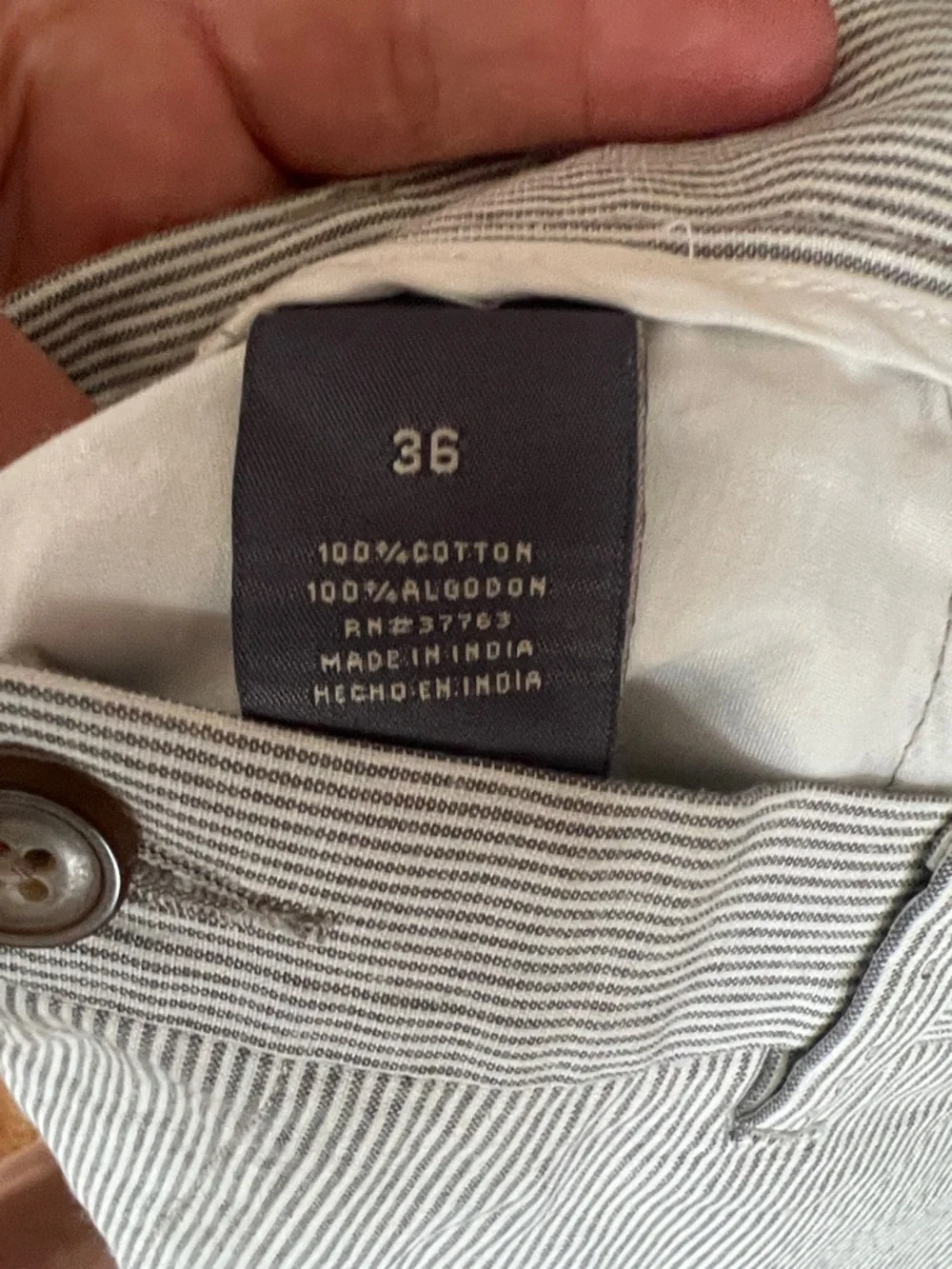 100% cotton Men's Lightweight Seersucker Pants - White Navy Pinstripe size 36